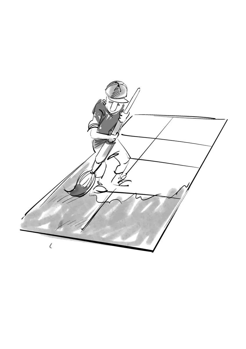 Personne avec une casquette peignant un toit — croquis sur le vif de Sana Hosseinpour