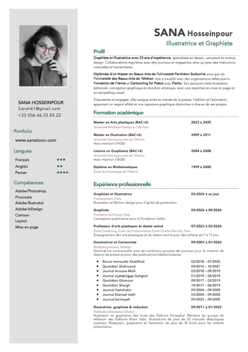 CV Sana Hosseinpour — première page