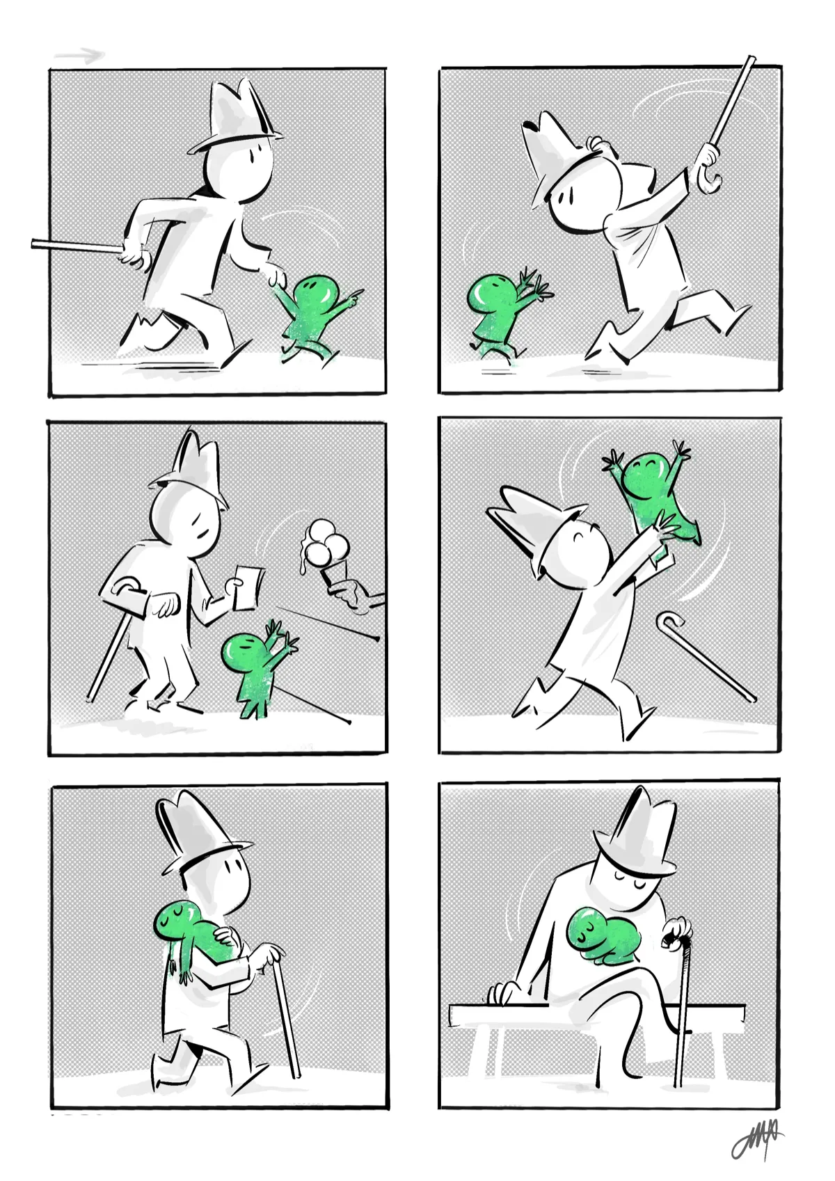 Bande dessinée — amitié durable entre un voyageur et une grenouille verte, Sana Hosseinpour